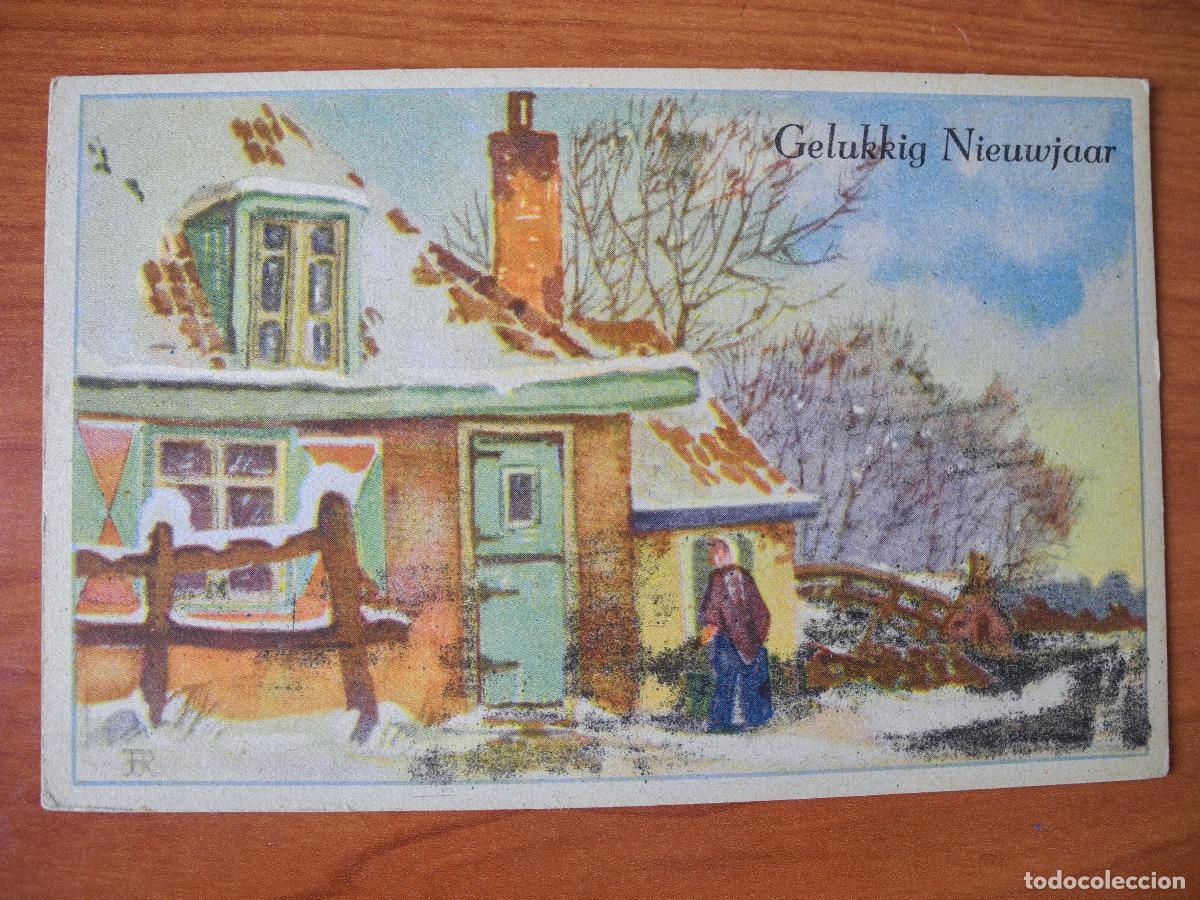 Postais: Antigua postal felicitaci&oacute;n A&ntilde;o Nuevo Navidad Paisaje nevado Persona Nueva 14x9