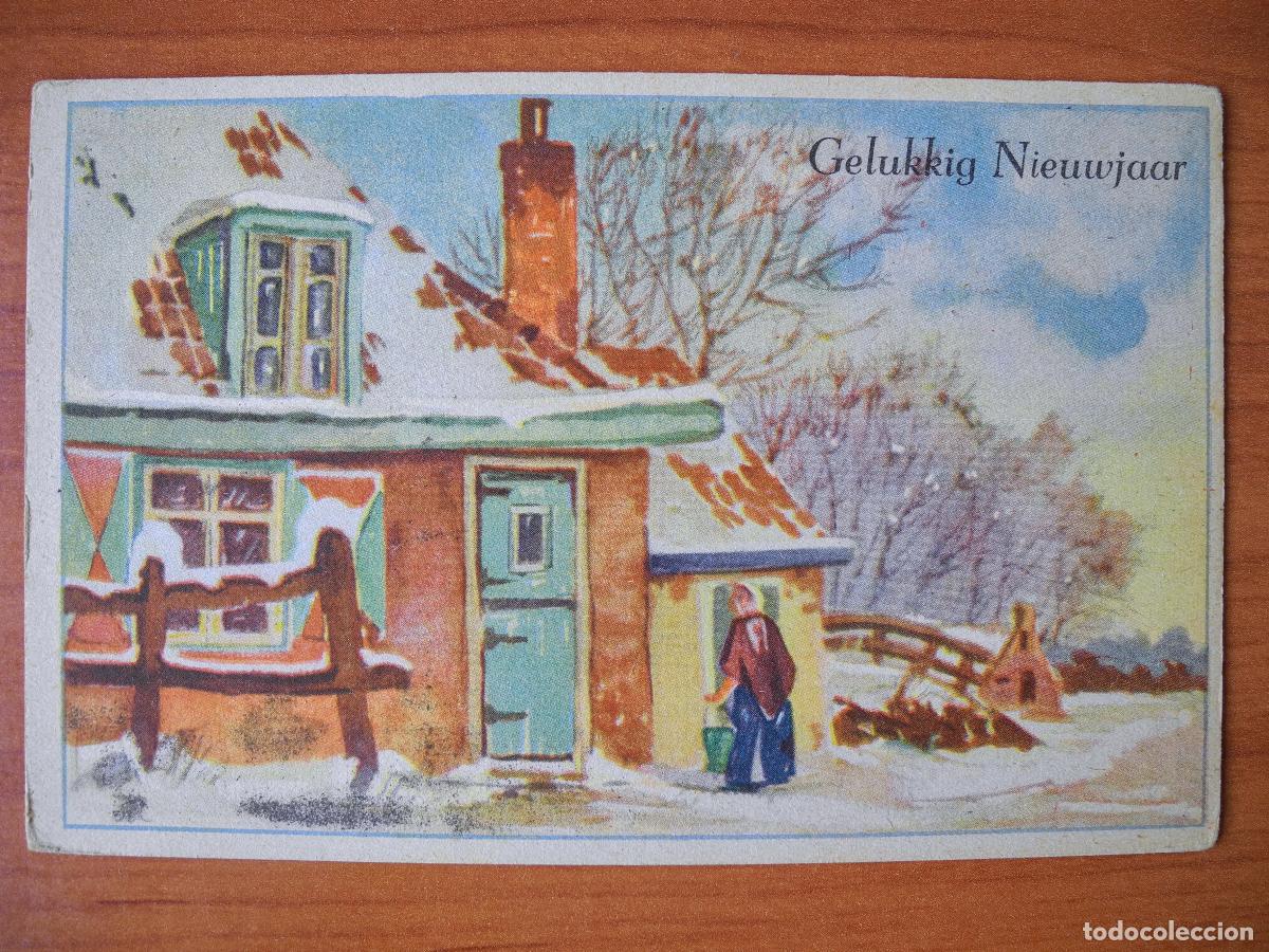Postais: Antigua postal felicitaci&oacute;n A&ntilde;o Nuevo Navidad Paisaje nevado Persona Nueva 14x9