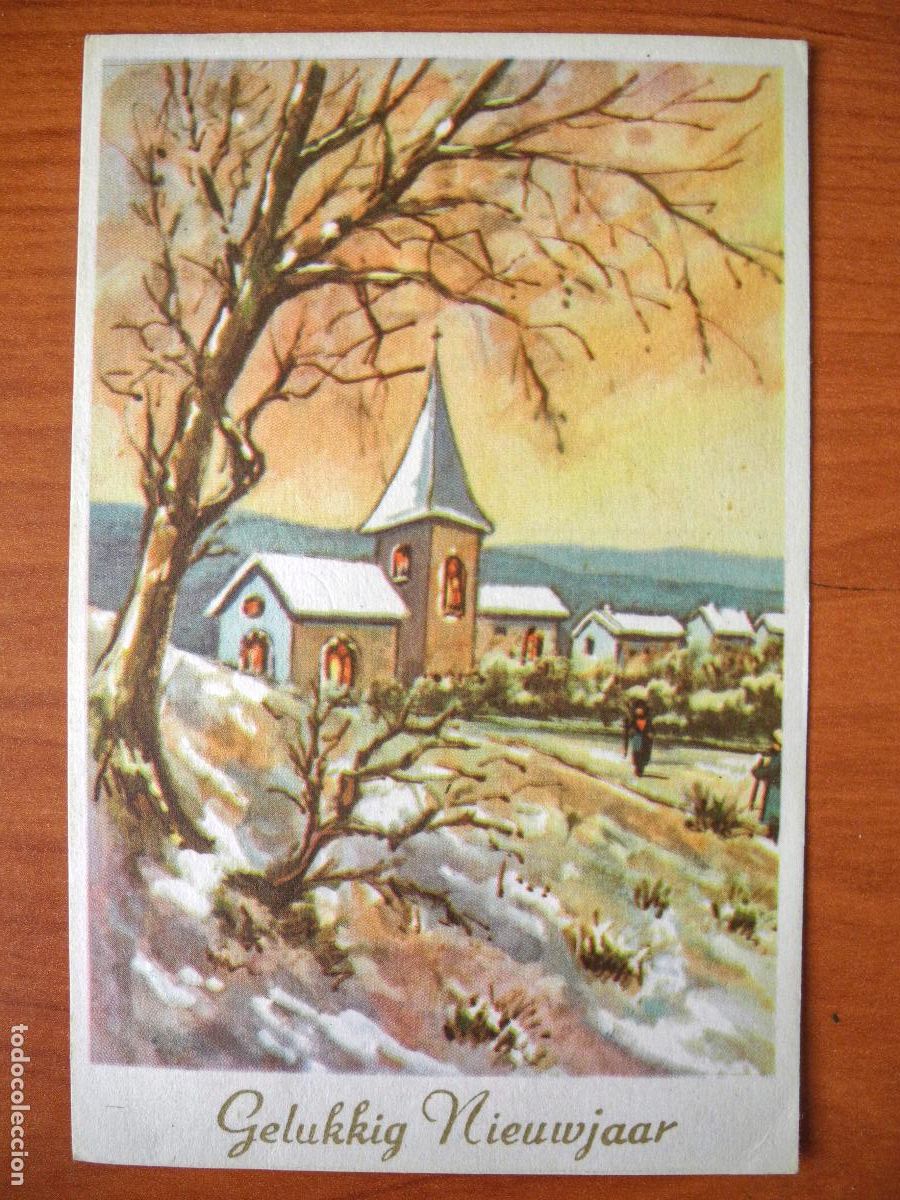 Postais: Navidad Paisaje nevado Personas Circulada con sello 1965 9x14