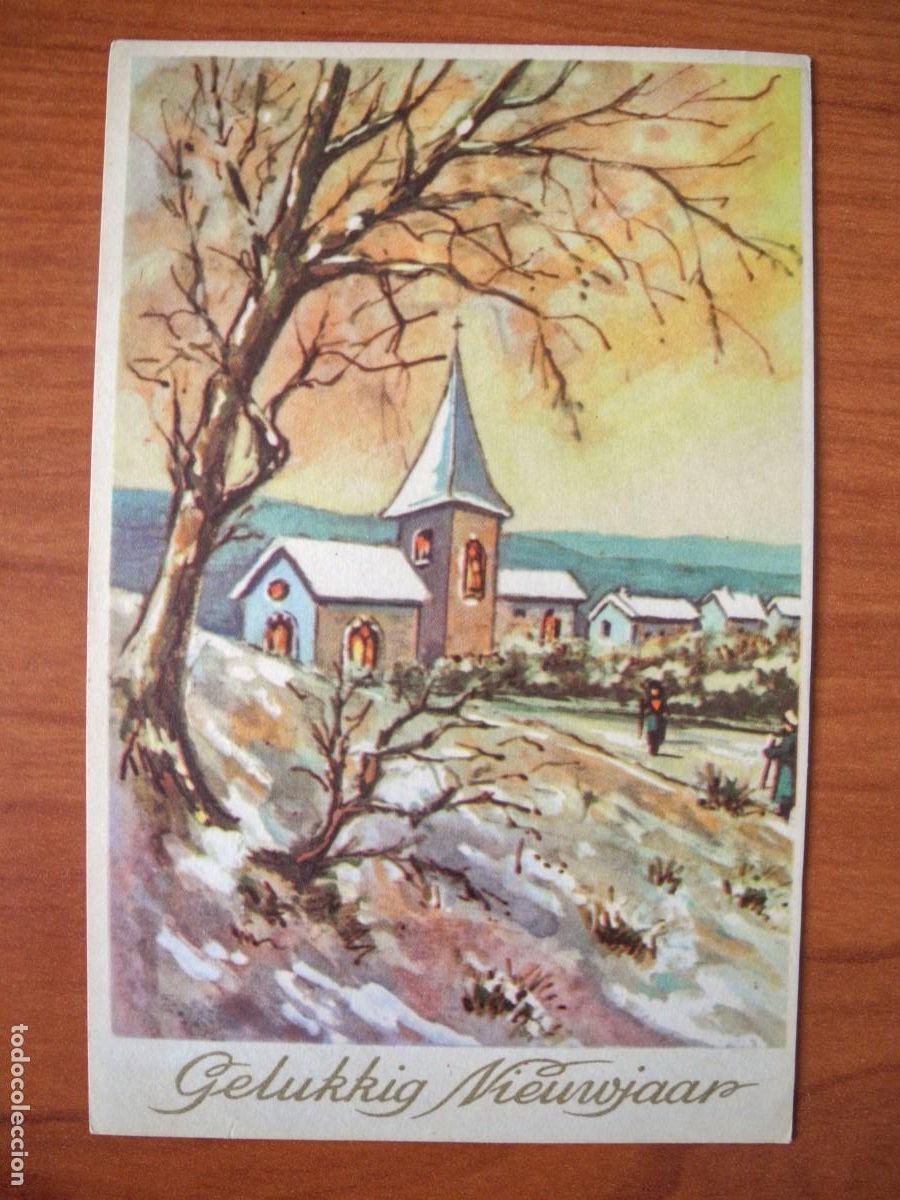 Postais: Navidad Paisaje nevado Personas Circulada con sello 9x14