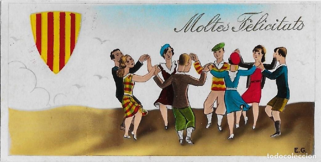 Postais: 6023Y - ANTIGUA TARJETA DE FELICITACI&Oacute;N NAVIDE&Ntilde;A - CATALANISTA- E.G- 11X5,5 CM- DATA 1935
