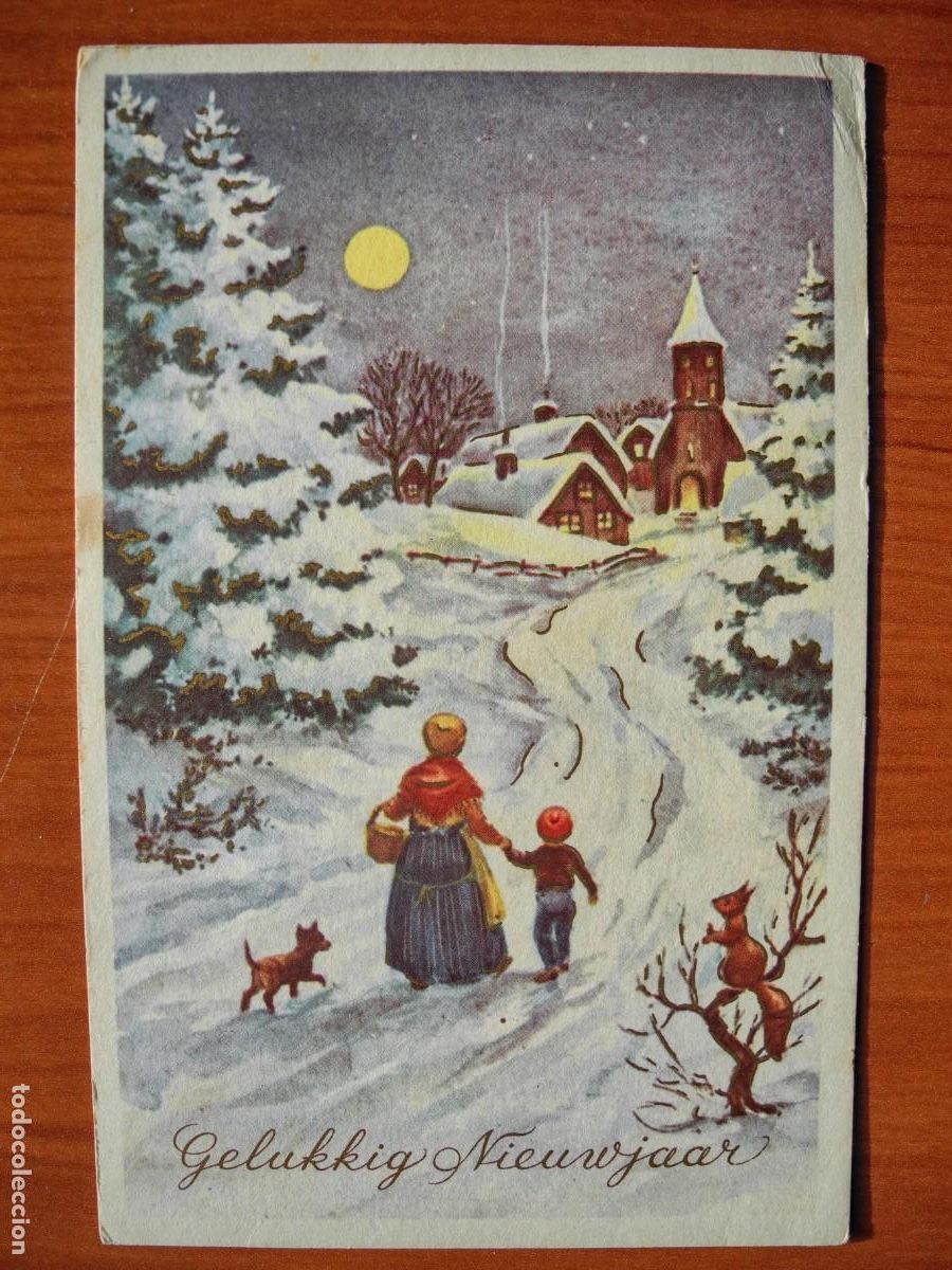 Postais: Navidad Paisaje nevado. Escrita 9x14
