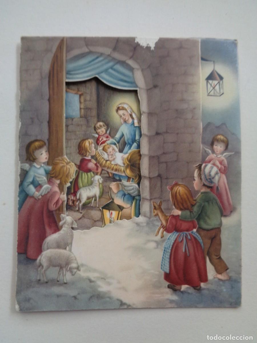 Postais: PRECIOSA TARJETA DE FELICITACION DE NAVIDAD , SE ABRE . 1955