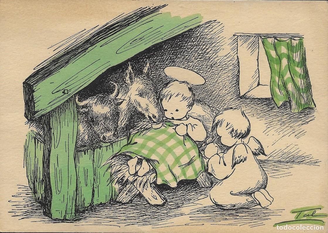 Postais: 2099N- PRECIOSA Y ANTIGUA ILUSTRACI&Oacute;N - AGEL CUSTODIO -DIPTICA 16X11,3 CM- ILUSTRA TAL-1958