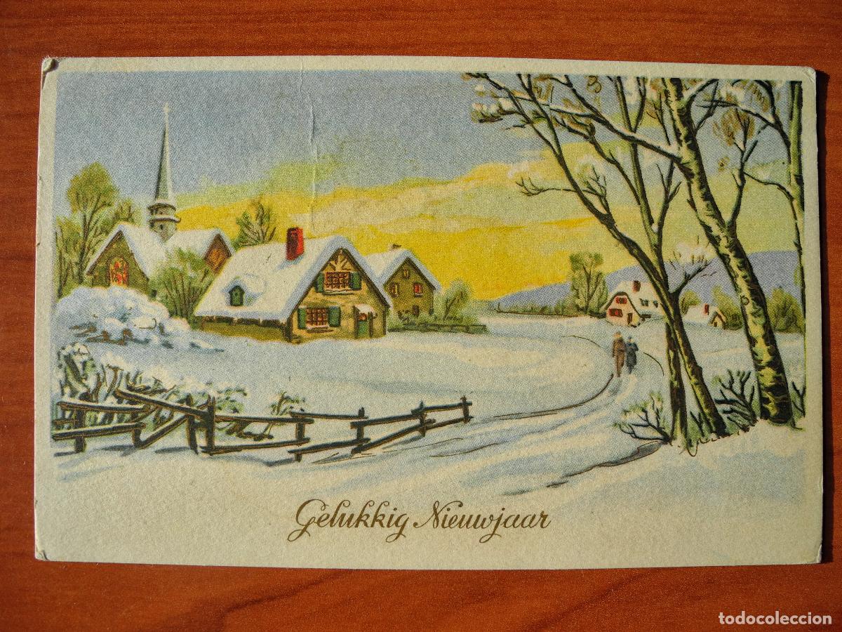 Postais: Navidad Paisaje nevado. Circulada con sello 1953 14x9