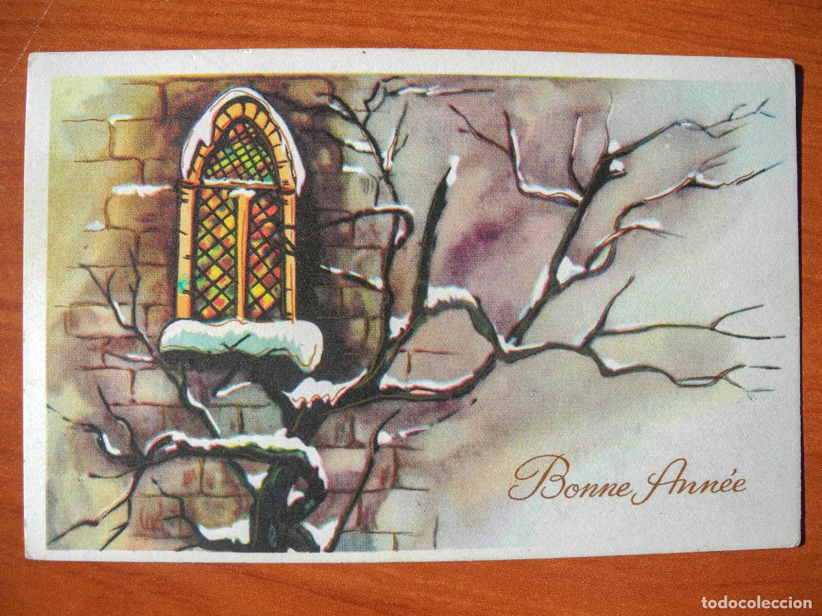 Postcards: Navidad. Paisaje nevado. Ventana. Circulada sin sello 14x9