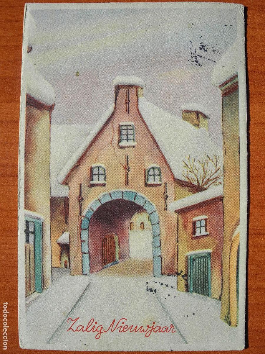 Postkarten: Navidad. Paisaje nevado. Casa Portal. Circulada con sello 1949 9x14