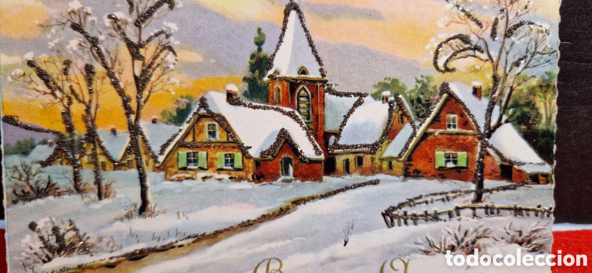 Cartes Postales: Preciosa postal de Navidad. Escrita. Purpurina.