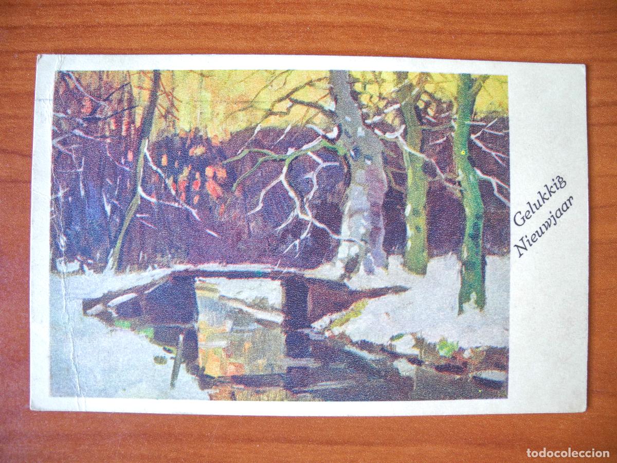 Postcards: Navidad. Paisaje nevado. R&iacute;o Puente. Circulada sin sello 14x9