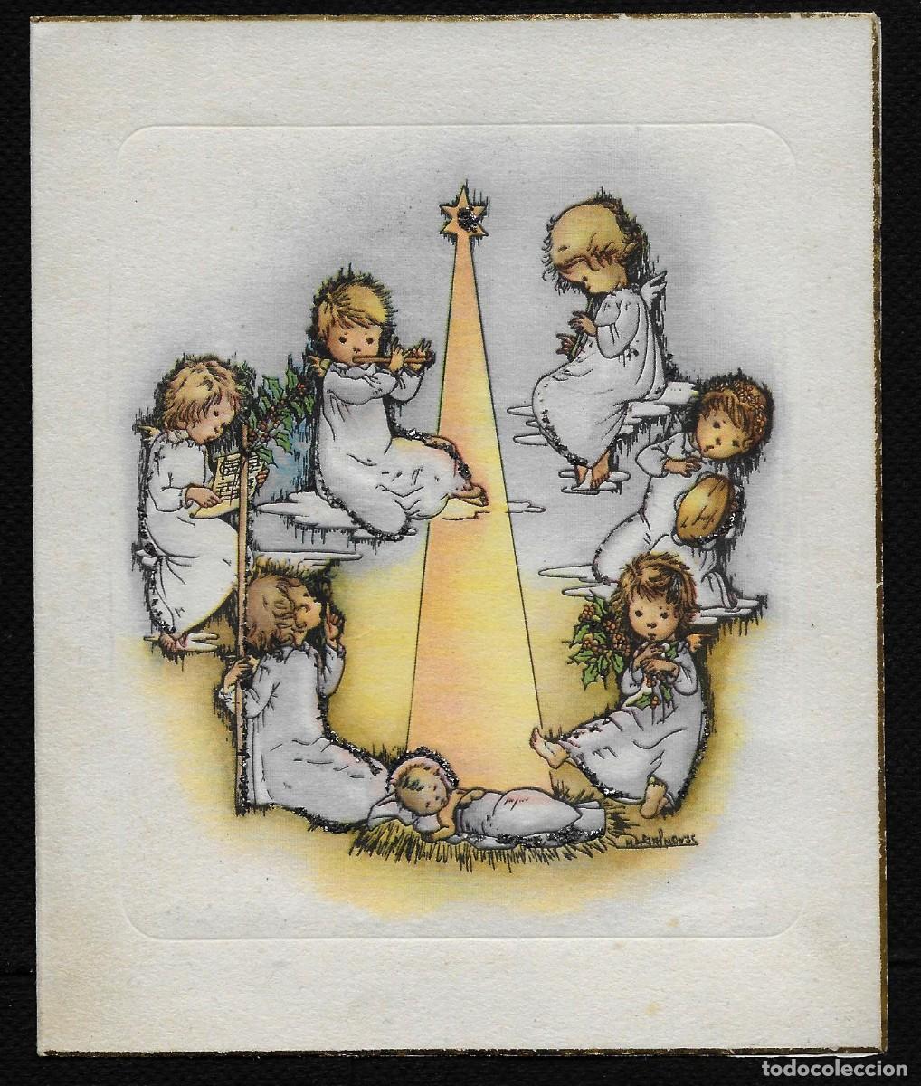 Cartes Postales: 2066L -SALMONS- BEL&Eacute;N,ADORACI&Oacute;N AL NI&Ntilde;O -EDICIONES JBR 255 - DIPTICA 13,3X11 CM- PURPURINAS