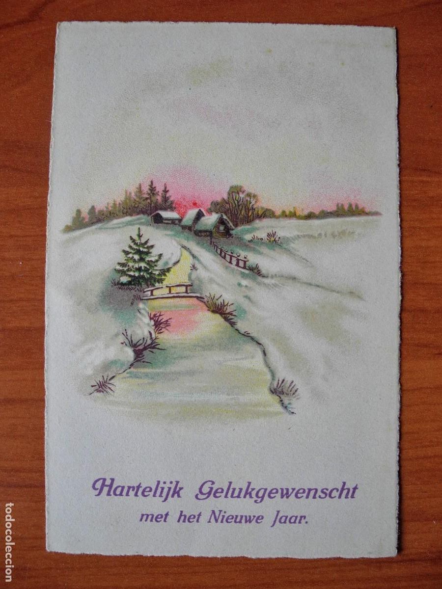 Cartoline: Navidad. Preciosa postal de Paisaje nevado. R&iacute;o. Puente Escrita 1933 9x14