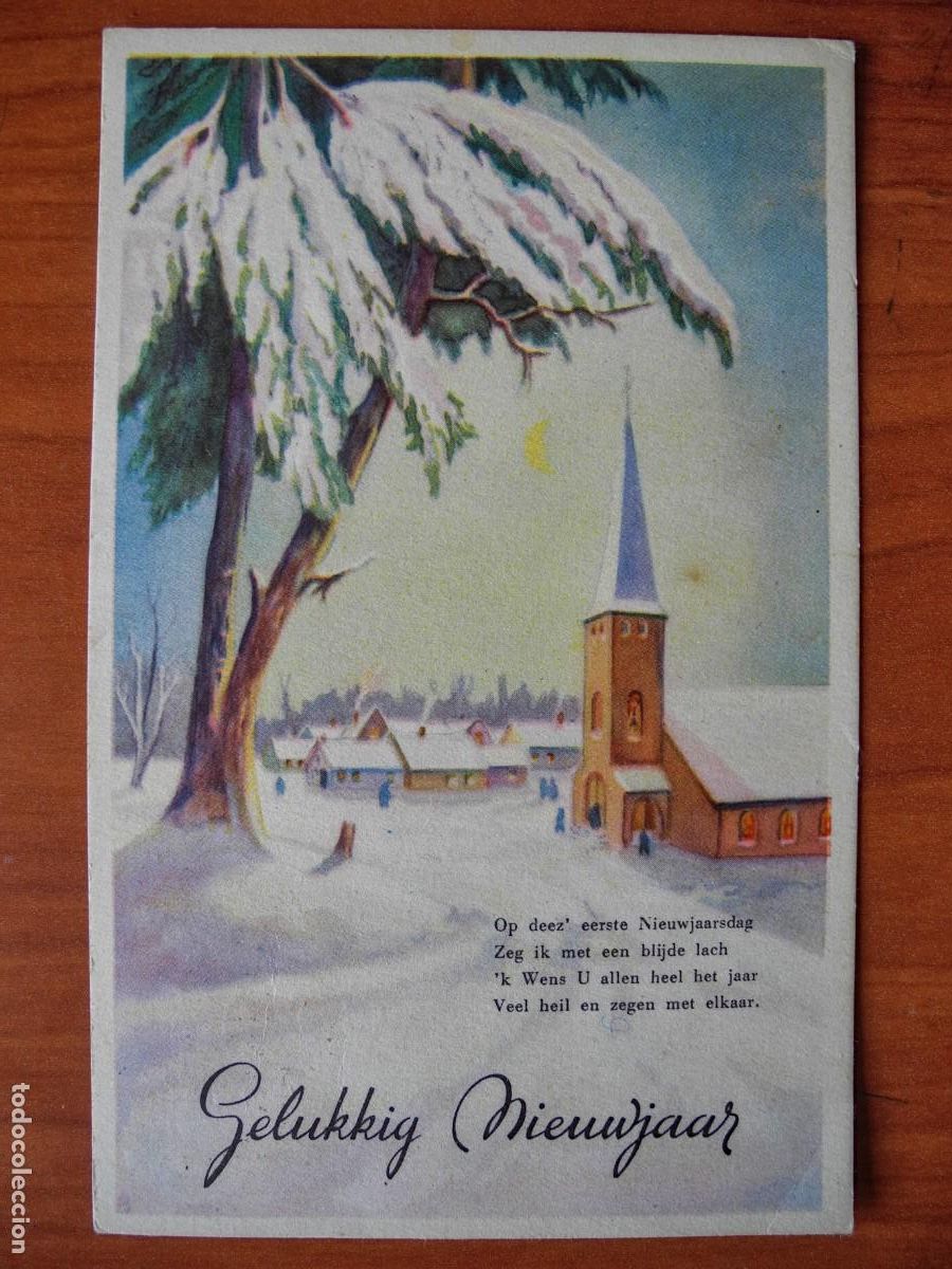 Postais: Navidad. Paisaje nevado. Iglesia. Circulada sin sello 195 39x14