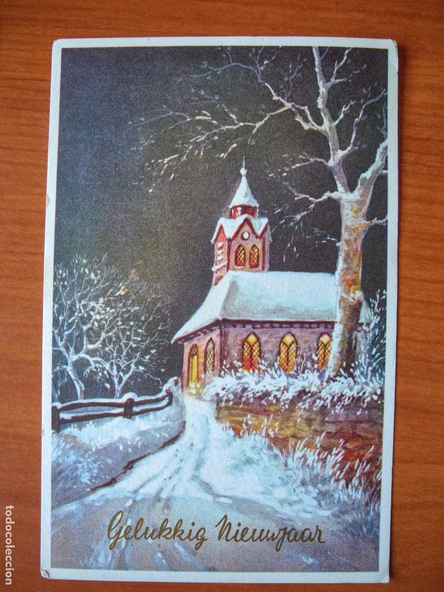 Postais: Navidad. Paisaje nevado. Iglesia. escrita 9x14