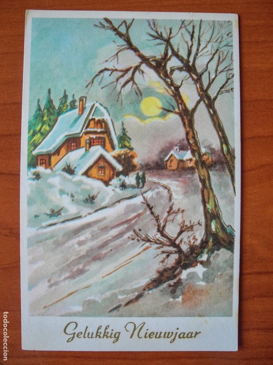 Postais: Navidad. Paisaje nevado. Circulada con sello 9x14