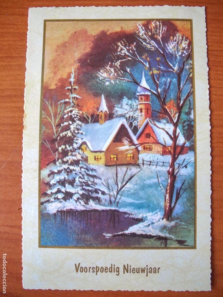 Postais: Navidad. Paisaje nevado. Circulada con sello 1956 9x14