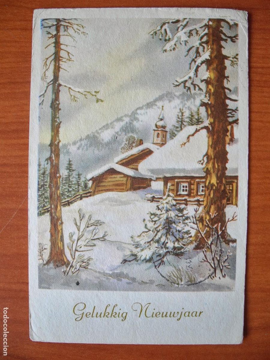Postales: Navidad. Paisaje nevado. Circulada con sello 9x14