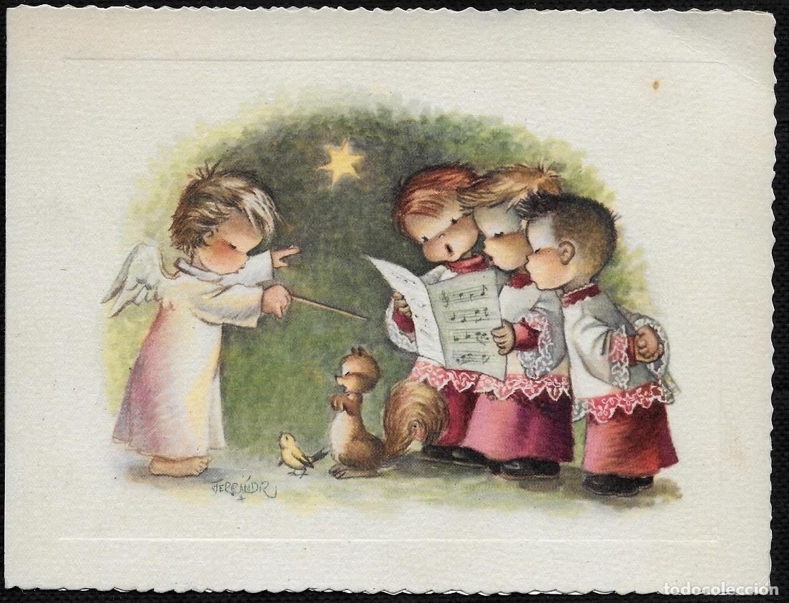 Postais: 2085F - FERR&Aacute;NDIZ- UN &Aacute;NGEL DIRECTOR DE ORQUESTA- EDICIONES SUBI 10336.3 -DIPTICA 15X11,5 CM- 1958