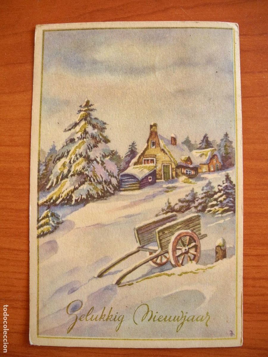 Postais: Bonita postal de navidad. Paisaje nevado. Carro. Circulada 1952 9x14