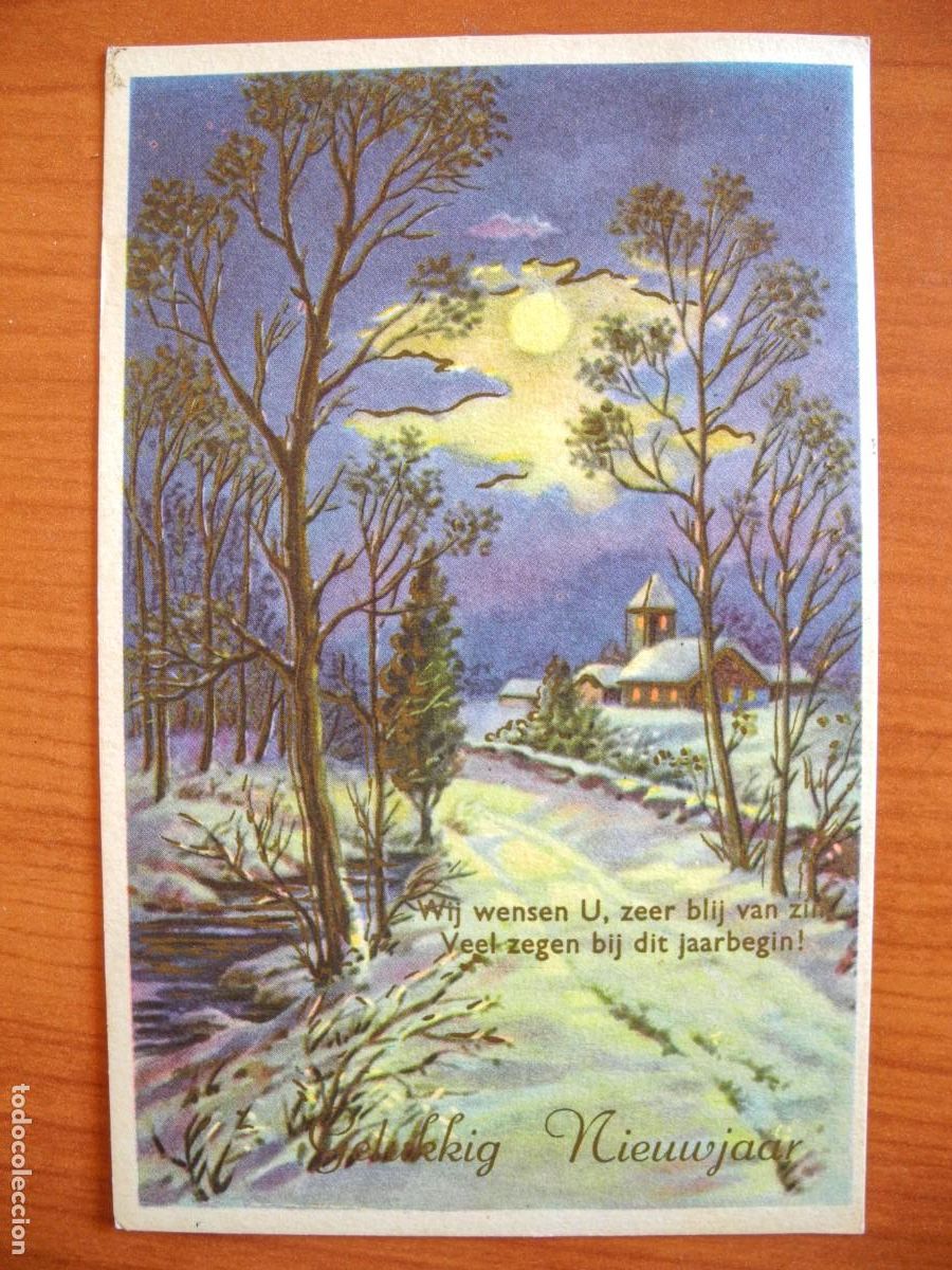 Postais: Postal de navidad. Paisaje nevado. Trazos dorados Circulada con sello 1967 9x14