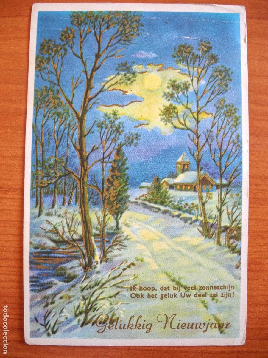 Postais: Postal de navidad. Paisaje nevado. Trazos dorados Circulada sin sello 9x14