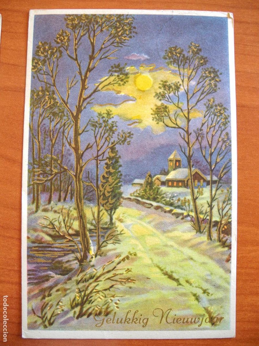 Postais: Postal de navidad. Paisaje nevado. Trazos dorados Circulada sin sello 9x14