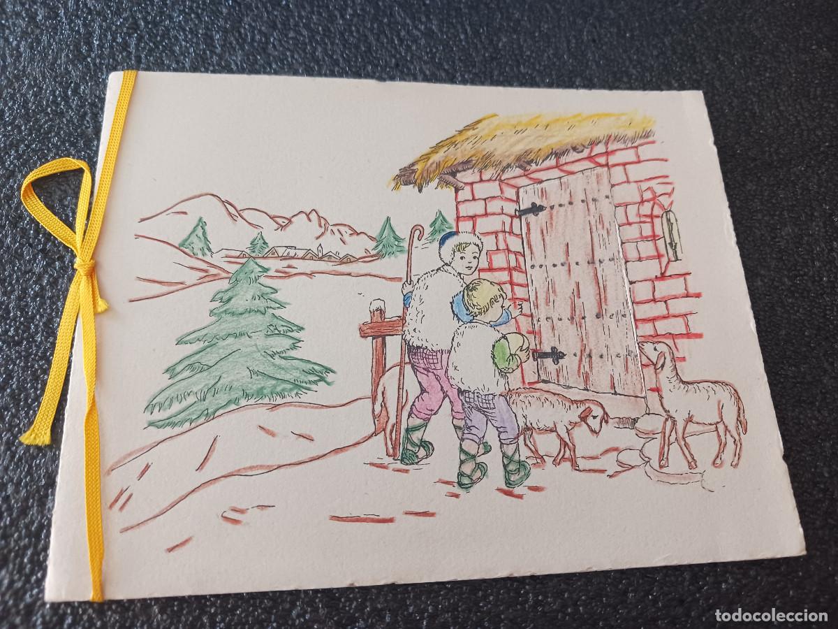 Postales: antigua carpeta diptica felicitacion de navidad con ventana troquelada