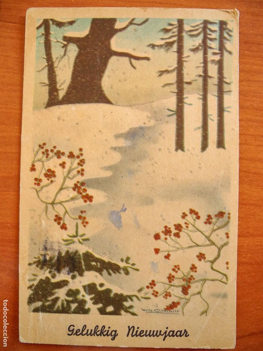 Postales: Antigua postal de Navidad. Paisaje nevado. Circulada sin sello 9x14