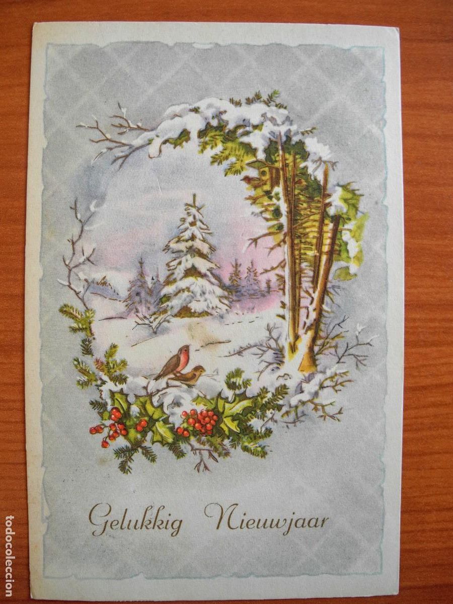 Cartes Postales: Postal de Navidad. Paisaje nevado. Trazados dorados. Circulada con sello 1959 9x14