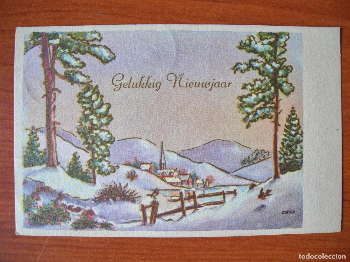 Postkarten: Postal de Navidad. Paisaje nevado. Trazos dorados. Circulada con sello 1967 14x9