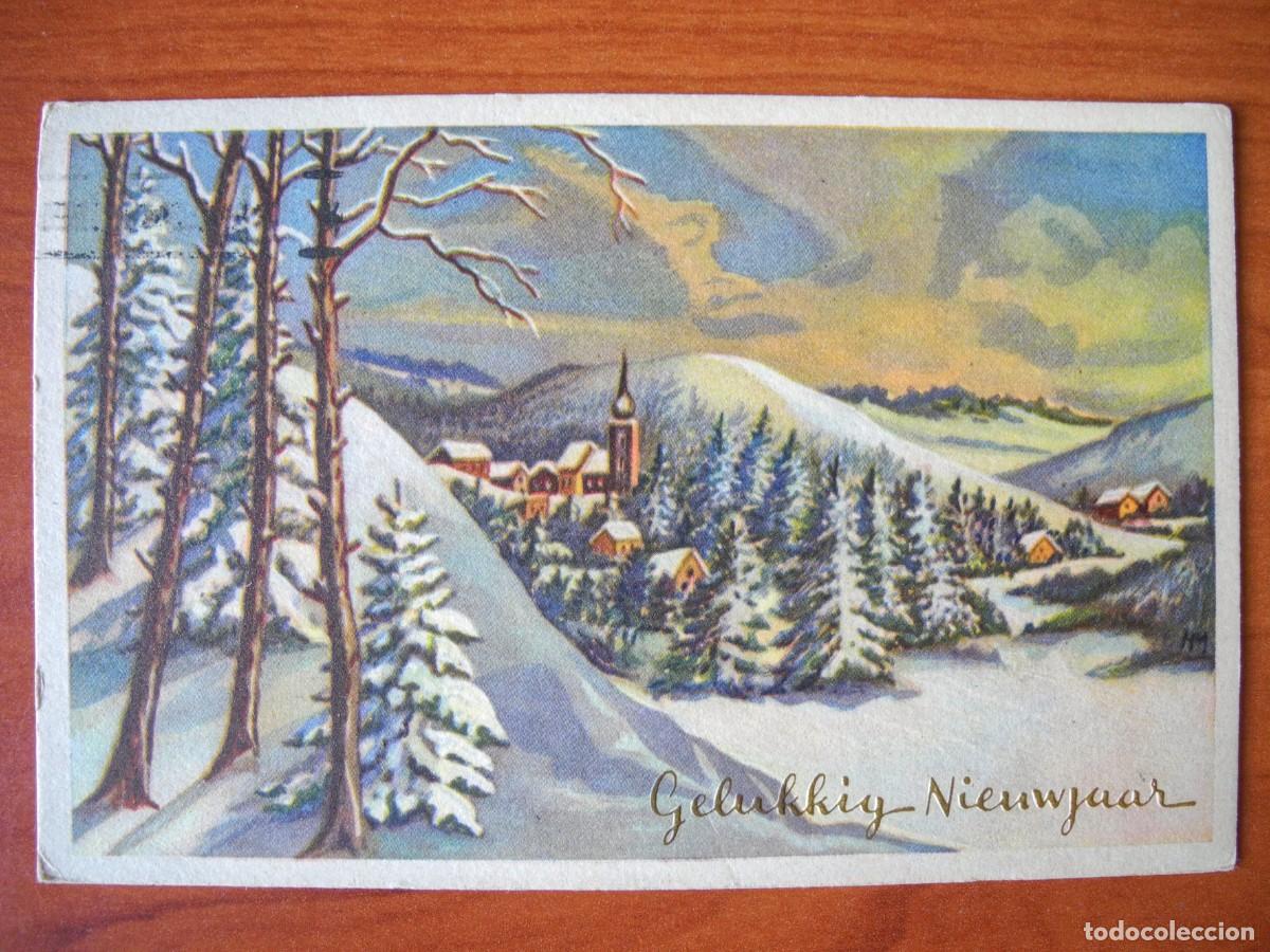 Postkarten: Postal de Navidad. Paisaje nevado. Circulada con sello 14x9