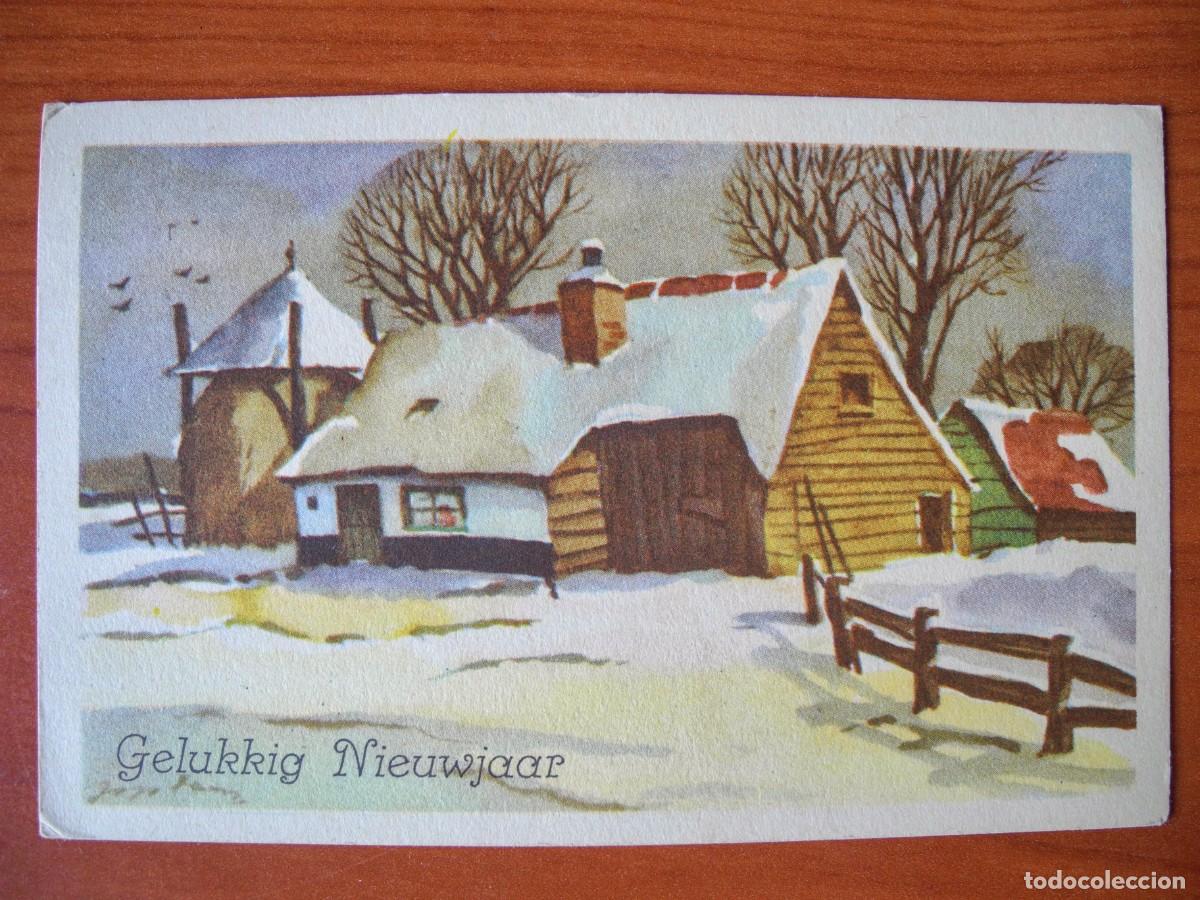Postales: Postal de Navidad. Paisaje nevado. Circulada con sello 1950 14x9