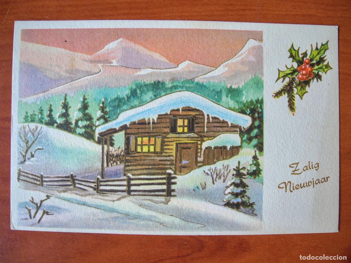 Postales: Postal de Navidad. Paisaje nevado. Trazos dorados. Circulada con sello 1967 14x9