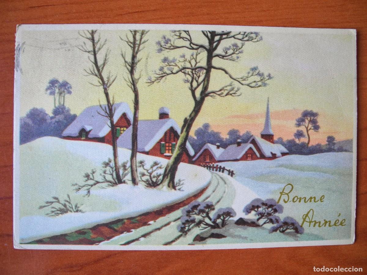 Postales: Postal de Navidad. Paisaje nevado. Circulada con sello 1957 14x9