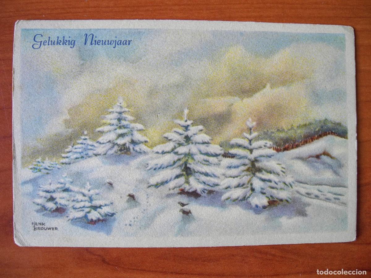 Postales: Postal de Navidad. Paisaje nevado. Circulada con sello Henk Brouwer 14x9