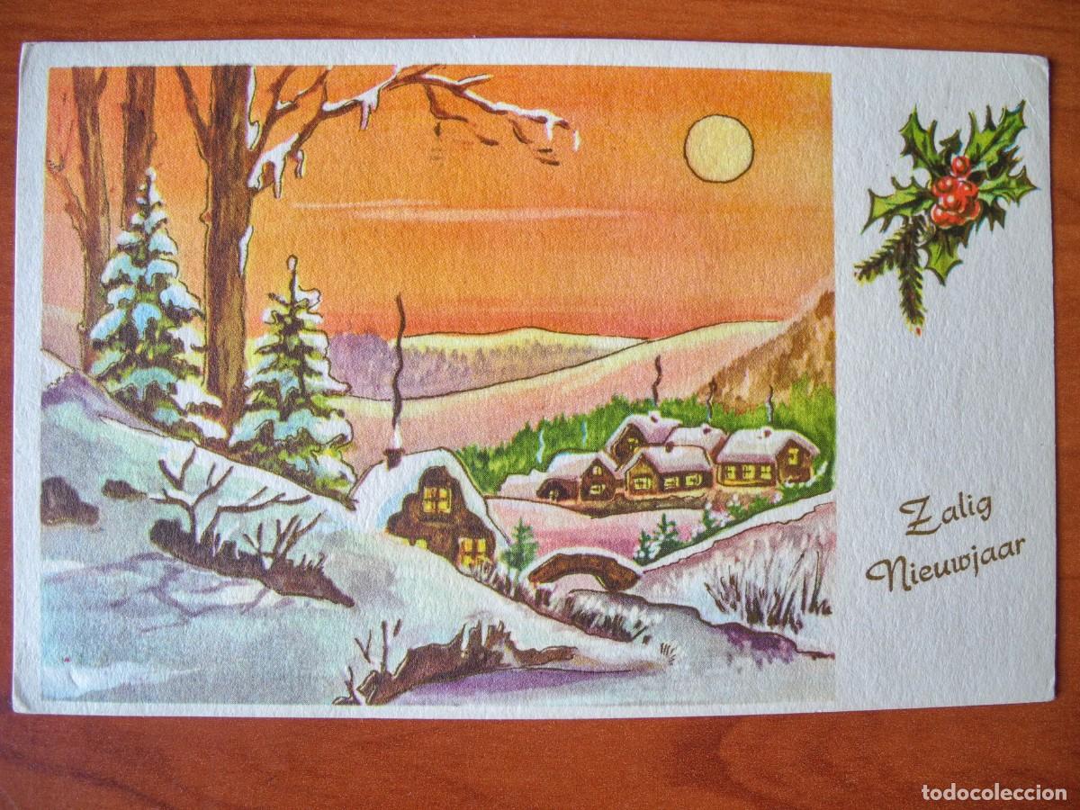 Postales: Postal de Navidad. Paisaje nevado. Trazos dorados Circulada sin sello 14x9