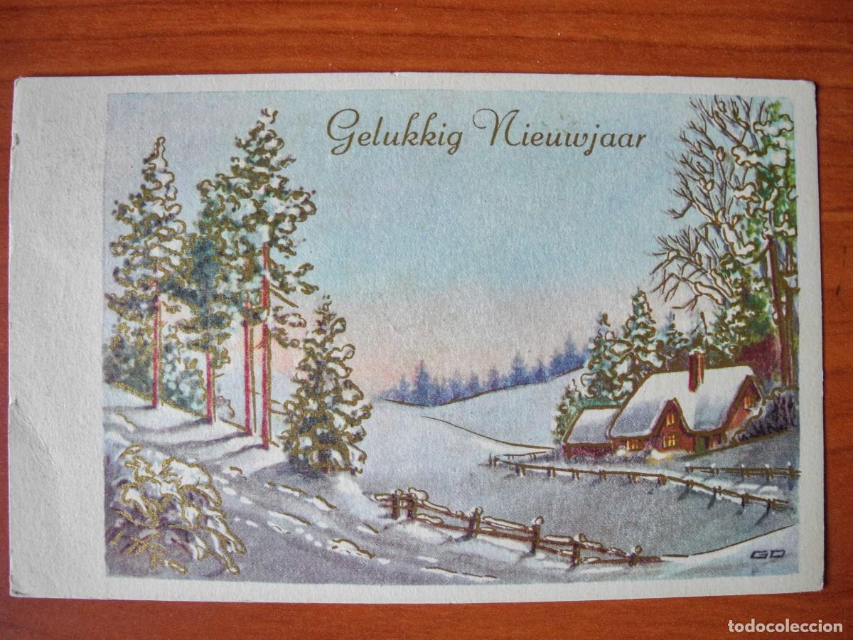 Postales: Postal de Navidad. Paisaje nevado. Trazos dorados. Circulada con sello 1968 14x9