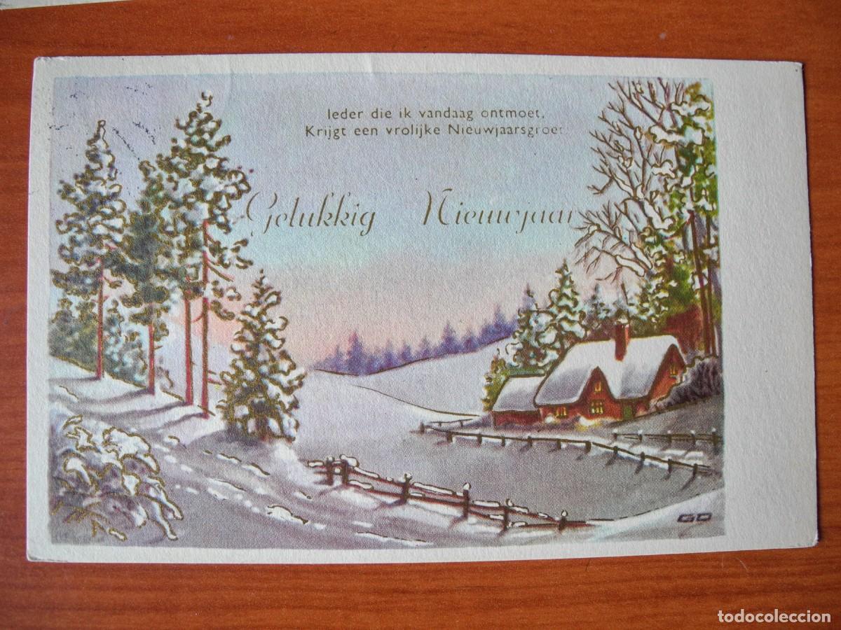 Postales: Postal de Navidad. Paisaje nevado. Trazos dorados. Circulada con sello 1968 14x9