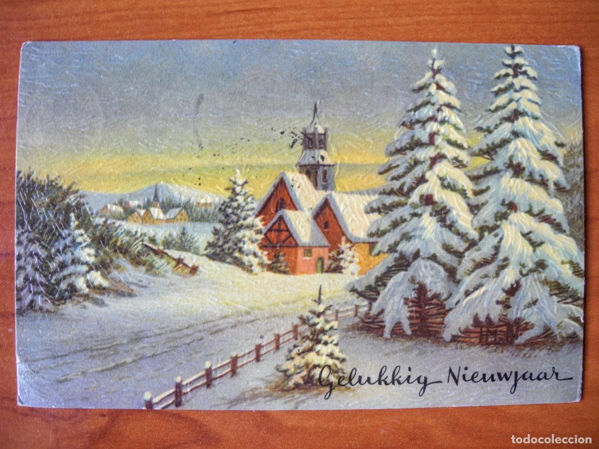 Postales: Postal de Navidad. Paisaje nevado. Circulada con sello 1957 14x9