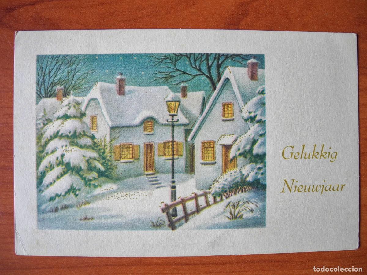 Postales: Postal de Navidad. Paisaje nevado. Trazos dorados. Circulada sin sello 1966 14x9