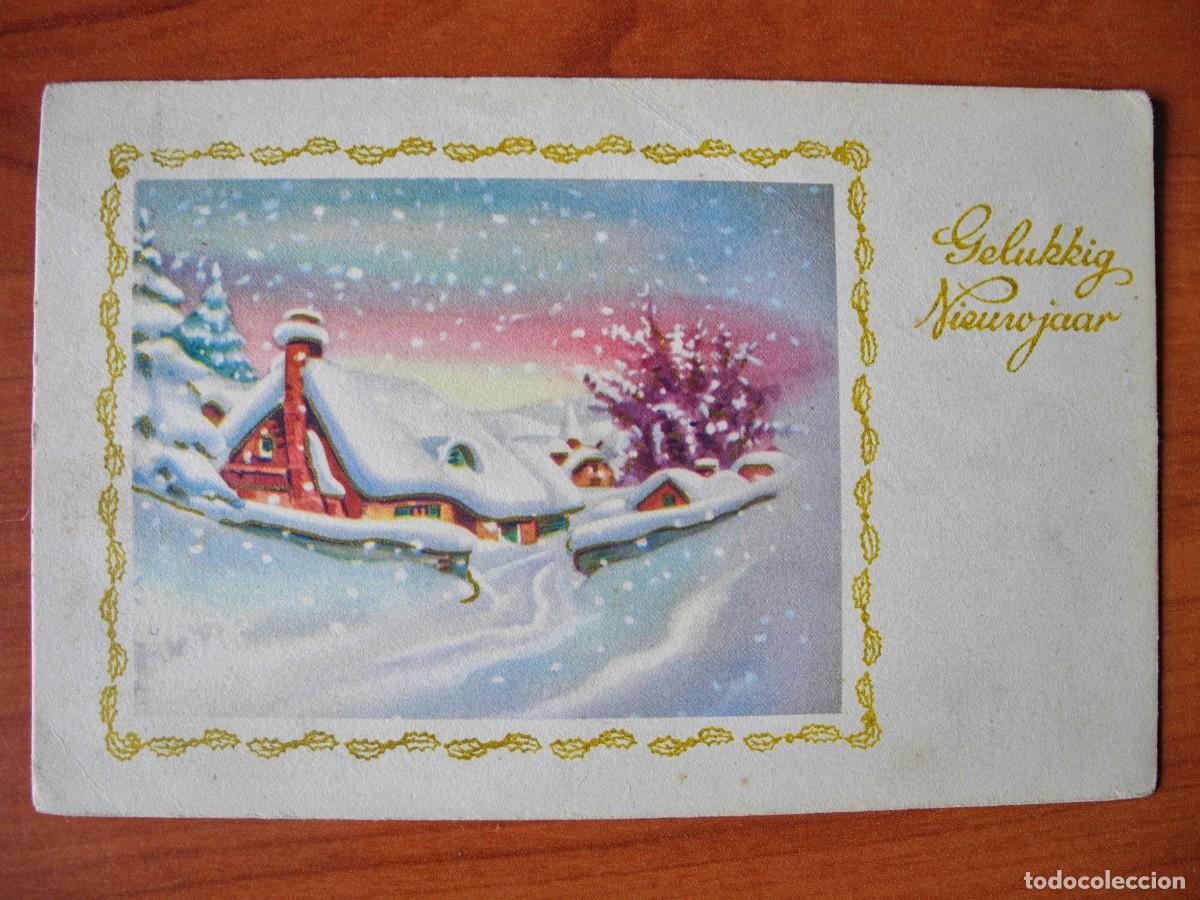 Postales: Postal de Navidad. Paisaje nevado. Circulada con sello 14x9