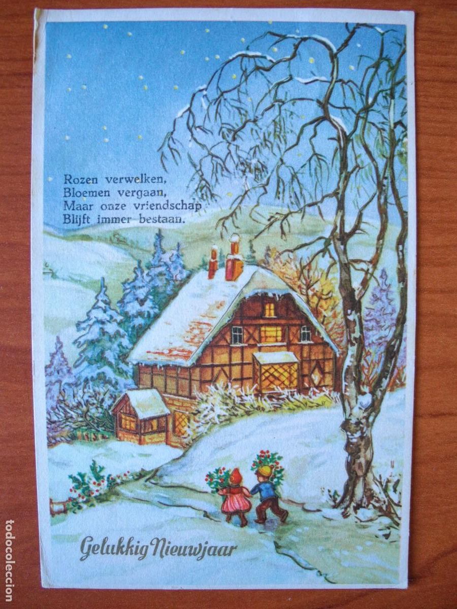 Postales: Postal de Navidad. Paisaje nevado. Ni&ntilde;os. Circulada con sello 9x14