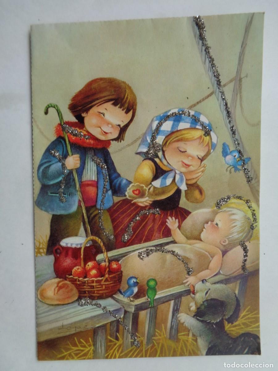 Cartes Postales: BONITA TARJETA DE FELICITACION DE NAVIDAD QUE SE ABRE Y SALE EL PORTAL Y FLORES, EN 3-D . A&Ntilde;OS 60