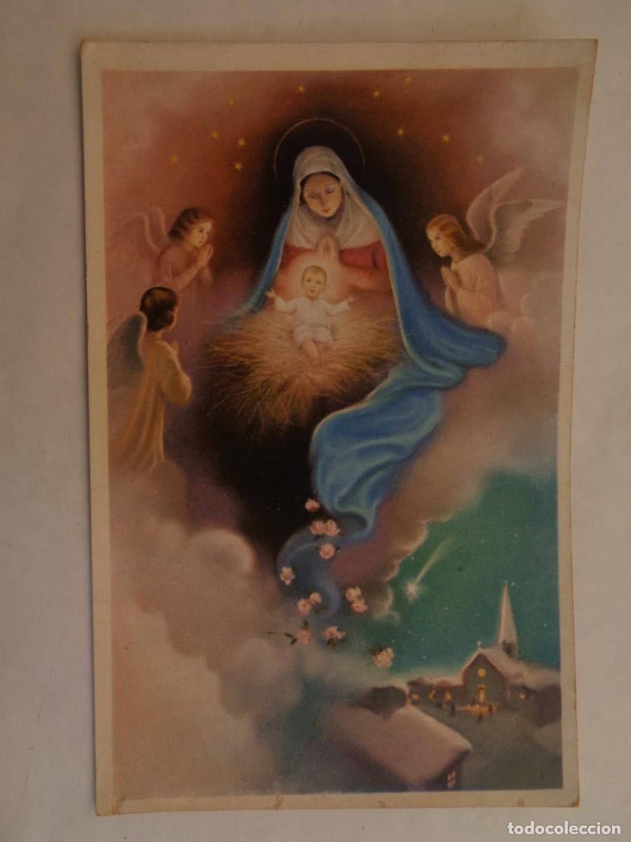Postkarten: BONITA TARJETA DE FELICITACION DE NAVIDAD CON DIBUJO DE VIRGEN Y NI&Ntilde;O JESUS. A&Ntilde;OS 40