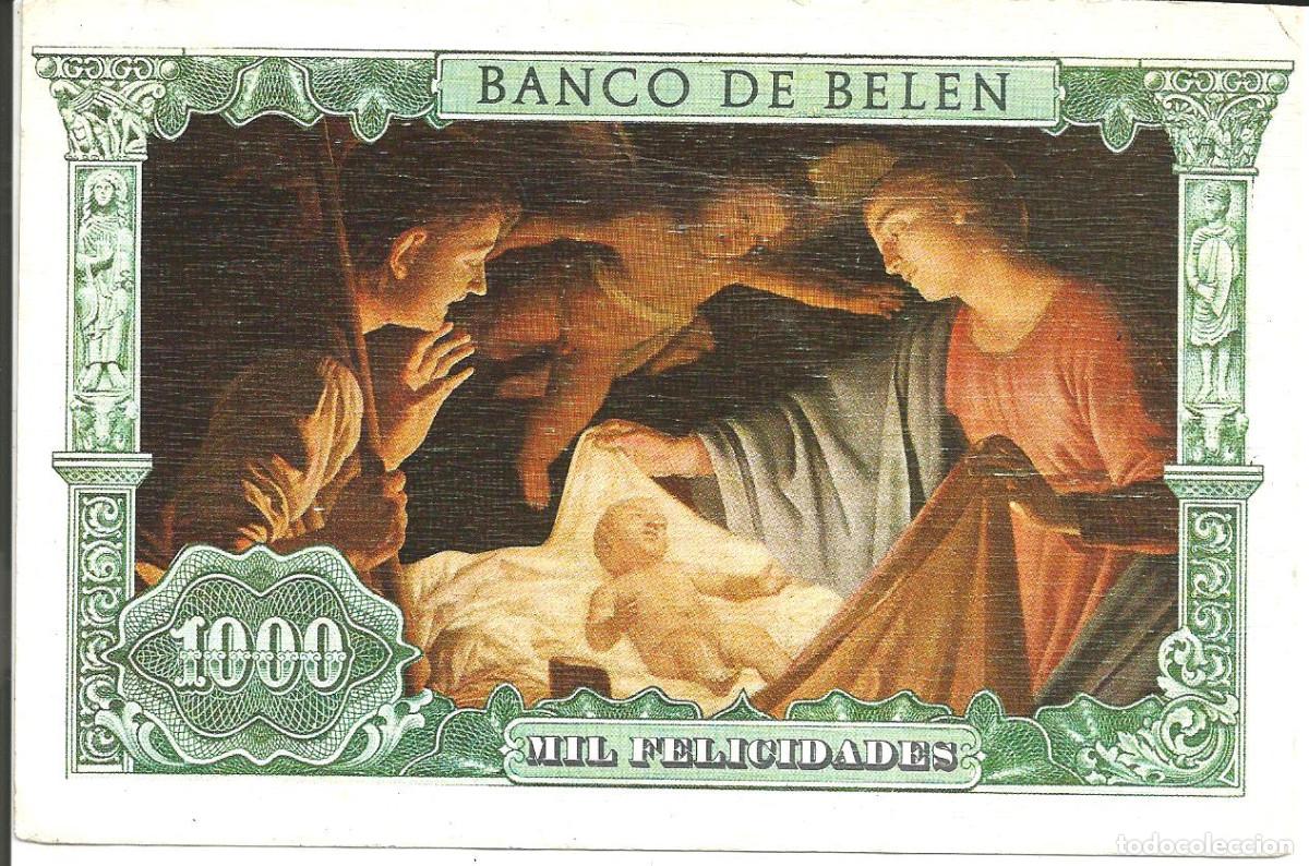 Postais: FELICITACION NAVIDAD *EL BANCO DE BELEN* - 16X10,5 CM - A&Ntilde;O 1975