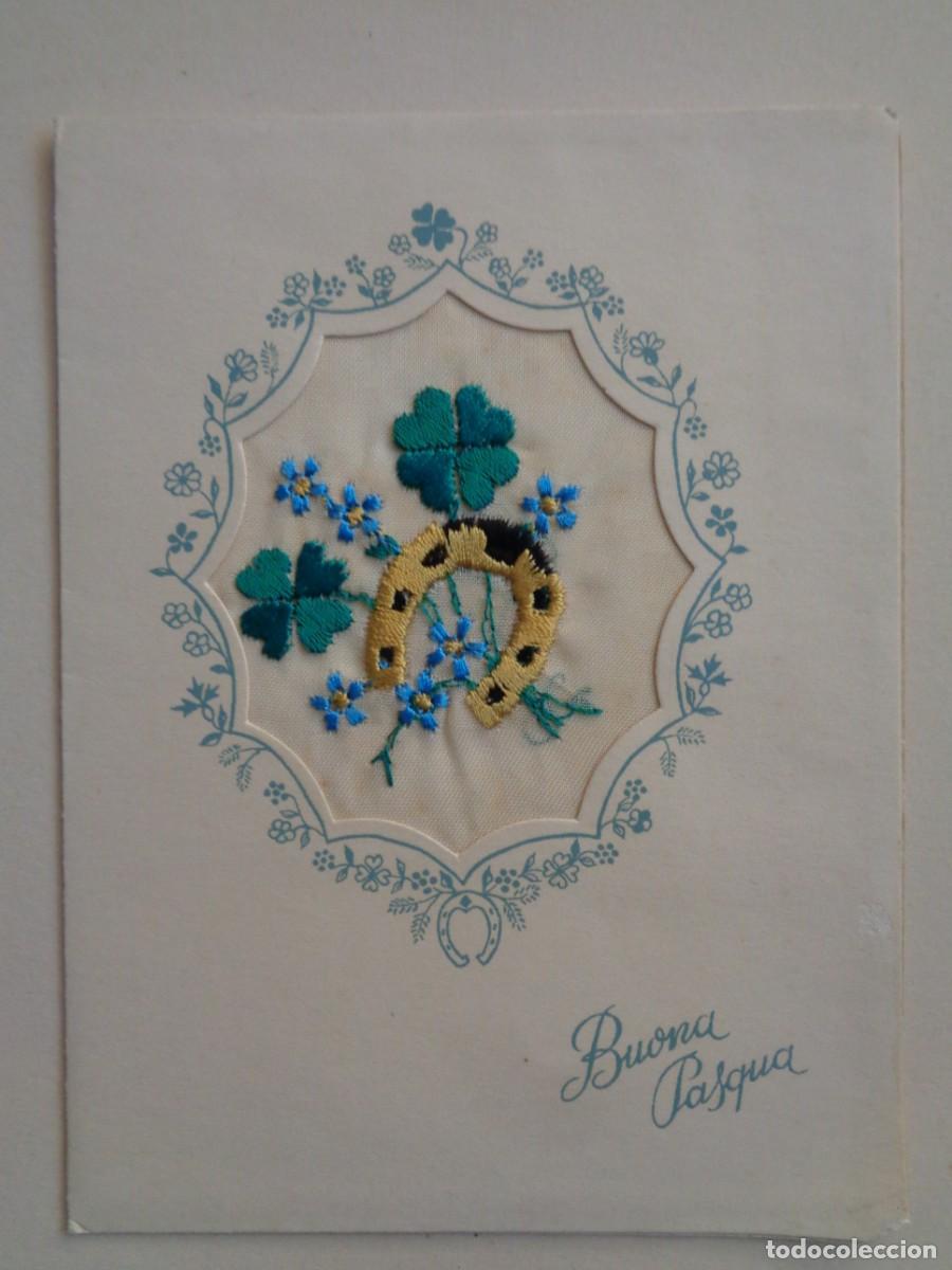 Postales: PRECIOSA TARJETA DE FELICITACION DE LA PASCUA , DIBUJO BORDADO . A&Ntilde;OS 50
