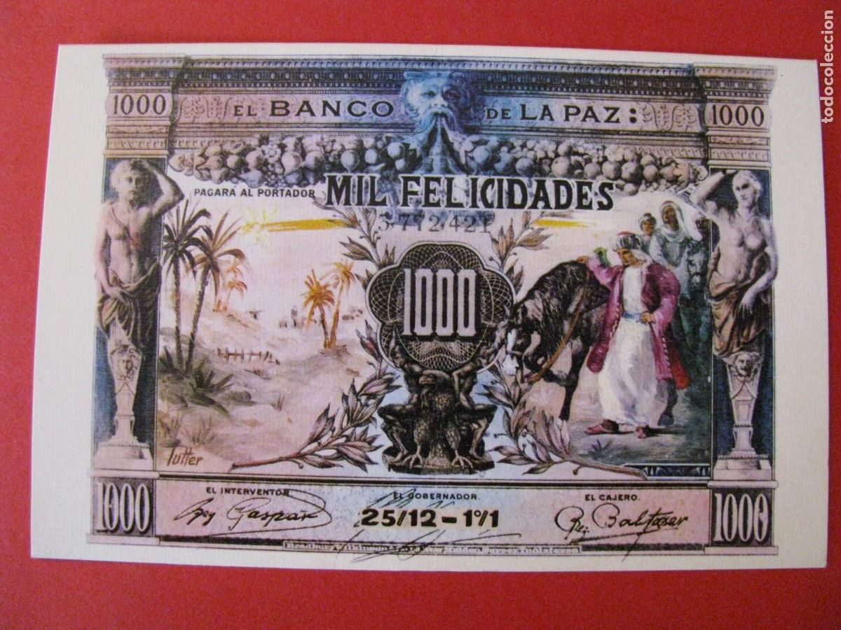 Postales: POSTAL DIPTICA DE NAVIDAD. MIL FELICIDADES, BANCO DE LA PAZ. SUBI A - 925/2. 14X9 CM. ESCRITA 1976.