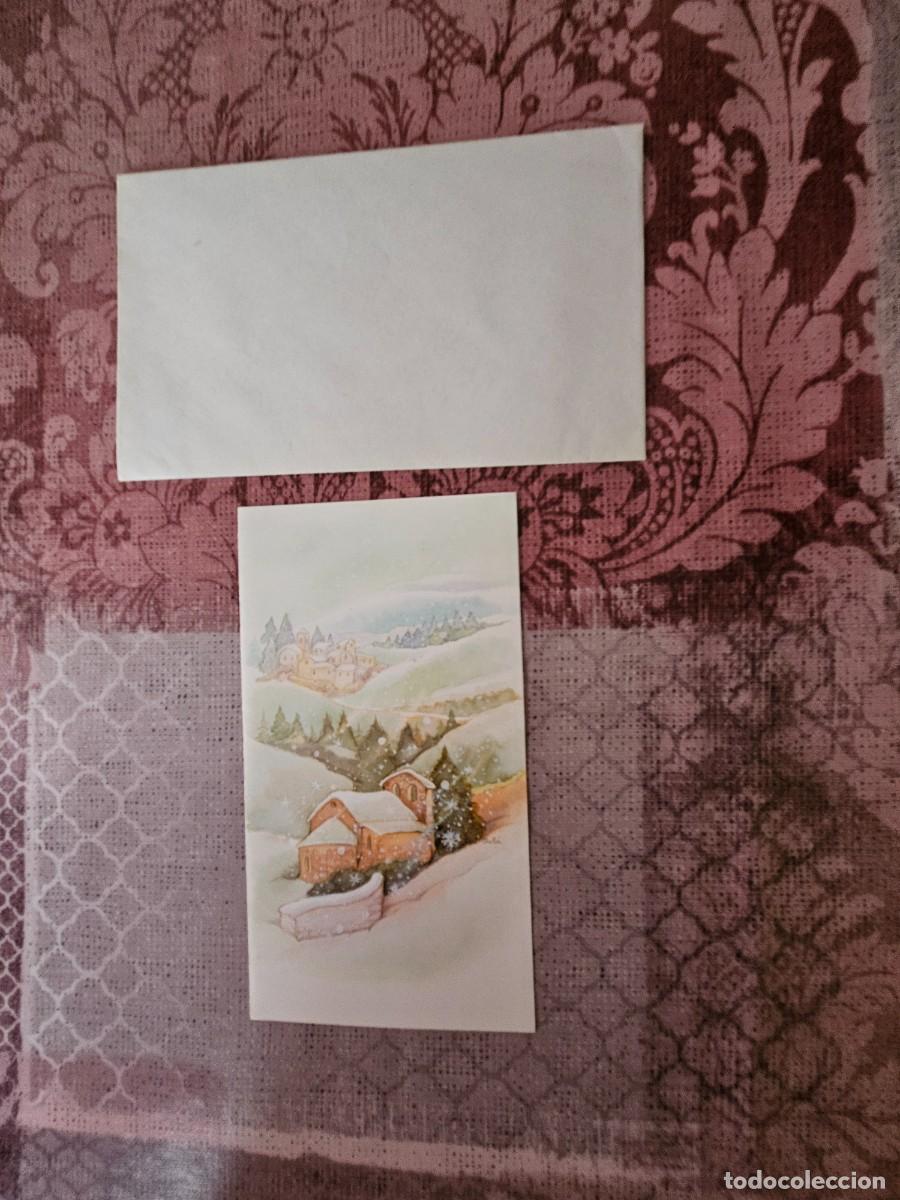 Postais: Antigua Postal/ Tarjeta Felicitaci&oacute;n Navide&ntilde;a D&iacute;ptica , Ilustraci&oacute;n Paisaje Navide&ntilde;o.