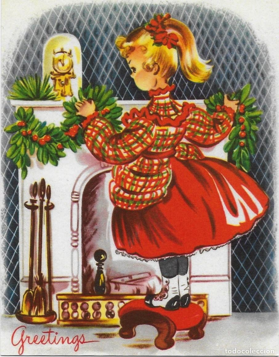 Postkarten: 8882 - DECORANDO DE MUERDAGO LA CHIMENEA- PRECIOSA POSTAL - SERIE CE-5014- 14X11 CM