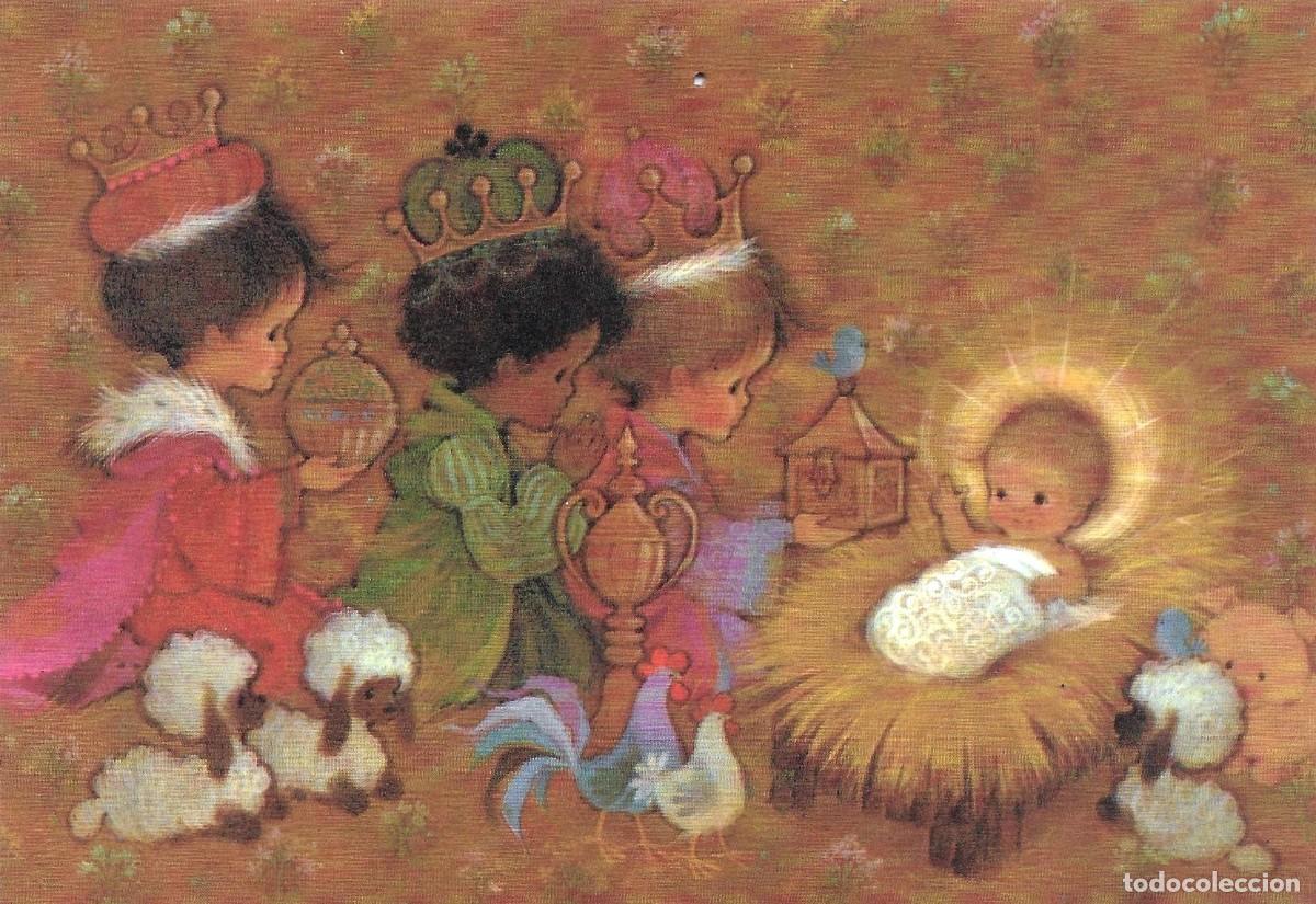 Cartes Postales: 8549 - LOS REYES MAGOS OFRENDAN AL NI&Ntilde;O JESUS- EDICIONES HALLMARK 422CXS 2-3 DIPTICA 14,3X9,8 CM
