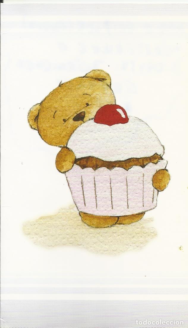 Postcards: Postal Navidad. Oso con cupcake. Alemania. Doble p&aacute;gina 2000. 14x8 cm. Escrita.